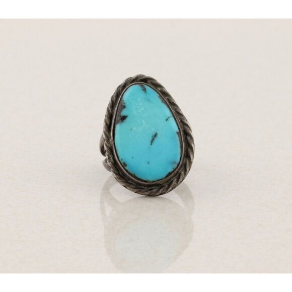 Sterling Silver Natural Turquoise Ring Size 7 - Picture 1 of 7